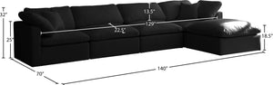 Plush Velvet / Down / Engineered Wood / Foam Contemporary Black Velvet Standard Cloud-Like Comfort Modular Sectional - 140" W x 70" D x 32" H