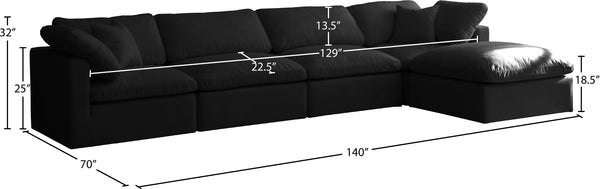 Plush Velvet / Down / Engineered Wood / Foam Contemporary Black Velvet Standard Cloud-Like Comfort Modular Sectional - 140" W x 70" D x 32" H