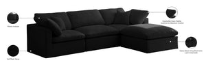 Plush Velvet / Down / Engineered Wood / Foam Contemporary Black Velvet Standard Cloud-Like Comfort Modular Sectional - 140" W x 70" D x 32" H