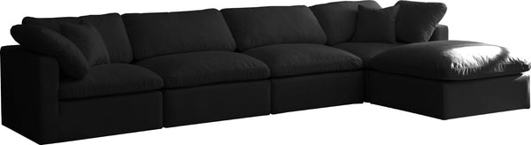 Plush Velvet / Down / Engineered Wood / Foam Contemporary Black Velvet Standard Cloud-Like Comfort Modular Sectional - 140" W x 70" D x 32" H