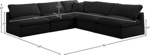 Plush Velvet / Down / Engineered Wood / Foam Contemporary Black Velvet Standard Cloud-Like Comfort Modular Sectional - 105" W x 105" D x 32" H