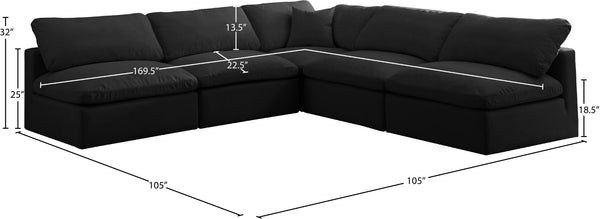 Plush Velvet / Down / Engineered Wood / Foam Contemporary Black Velvet Standard Cloud-Like Comfort Modular Sectional - 105" W x 105" D x 32" H