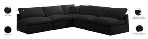 Plush Velvet / Down / Engineered Wood / Foam Contemporary Black Velvet Standard Cloud-Like Comfort Modular Sectional - 105" W x 105" D x 32" H