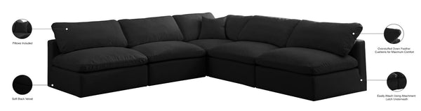 Plush Velvet / Down / Engineered Wood / Foam Contemporary Black Velvet Standard Cloud-Like Comfort Modular Sectional - 105" W x 105" D x 32" H