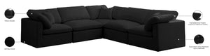 Plush Velvet / Down / Engineered Wood / Foam Contemporary Black Velvet Standard Cloud-Like Comfort Modular Sectional - 105" W x 105" D x 32" H