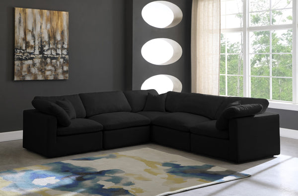 Plush Velvet / Down / Engineered Wood / Foam Contemporary Black Velvet Standard Cloud-Like Comfort Modular Sectional - 105" W x 105" D x 32" H