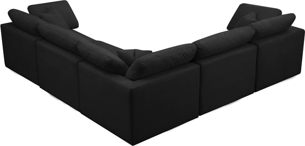 Plush Velvet / Down / Engineered Wood / Foam Contemporary Black Velvet Standard Cloud-Like Comfort Modular Sectional - 105" W x 105" D x 32" H