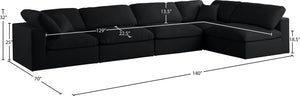 Plush Velvet / Down / Engineered Wood / Foam Contemporary Black Velvet Standard Cloud-Like Comfort Modular Sectional - 140" W x 70" D x 32" H