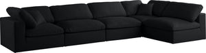 Plush Velvet / Down / Engineered Wood / Foam Contemporary Black Velvet Standard Cloud-Like Comfort Modular Sectional - 140" W x 70" D x 32" H