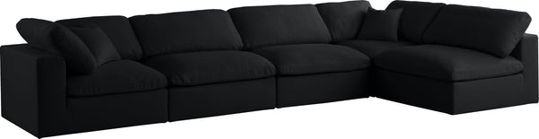 Plush Velvet / Down / Engineered Wood / Foam Contemporary Black Velvet Standard Cloud-Like Comfort Modular Sectional - 140" W x 70" D x 32" H
