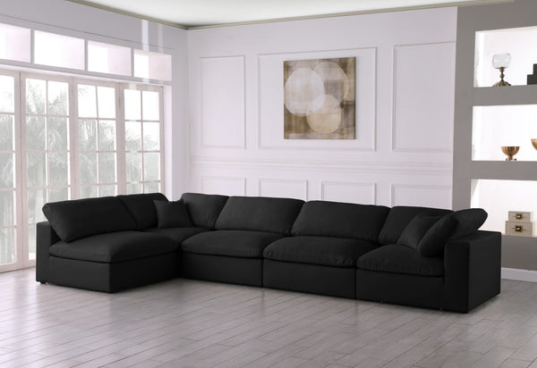 Plush Velvet / Down / Engineered Wood / Foam Contemporary Black Velvet Standard Cloud-Like Comfort Modular Sectional - 140" W x 70" D x 32" H