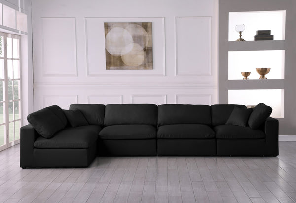 Plush Velvet / Down / Engineered Wood / Foam Contemporary Black Velvet Standard Cloud-Like Comfort Modular Sectional - 140" W x 70" D x 32" H
