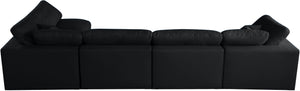 Plush Velvet / Down / Engineered Wood / Foam Contemporary Black Velvet Standard Cloud-Like Comfort Modular Sectional - 140" W x 70" D x 32" H