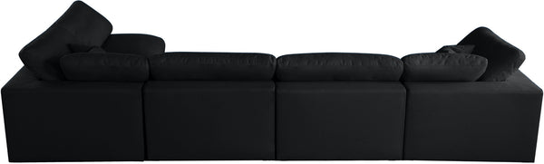 Plush Velvet / Down / Engineered Wood / Foam Contemporary Black Velvet Standard Cloud-Like Comfort Modular Sectional - 140" W x 70" D x 32" H