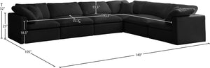 Plush Velvet / Down / Engineered Wood / Foam Contemporary Black Velvet Standard Cloud-Like Comfort Modular Sectional - 140" W x 105" D x 32" H