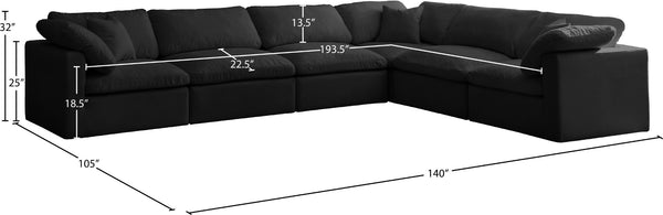 Plush Velvet / Down / Engineered Wood / Foam Contemporary Black Velvet Standard Cloud-Like Comfort Modular Sectional - 140" W x 105" D x 32" H