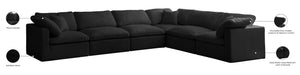 Plush Velvet / Down / Engineered Wood / Foam Contemporary Black Velvet Standard Cloud-Like Comfort Modular Sectional - 140" W x 105" D x 32" H