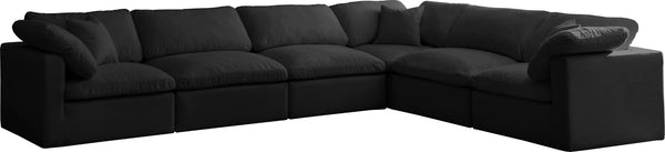Plush Velvet / Down / Engineered Wood / Foam Contemporary Black Velvet Standard Cloud-Like Comfort Modular Sectional - 140" W x 105" D x 32" H