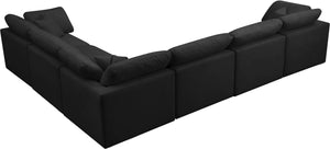 Plush Velvet / Down / Engineered Wood / Foam Contemporary Black Velvet Standard Cloud-Like Comfort Modular Sectional - 140" W x 105" D x 32" H
