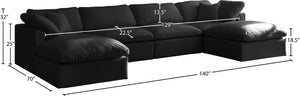 Plush Velvet / Down / Engineered Wood / Foam Contemporary Black Velvet Standard Cloud-Like Comfort Modular Sectional - 140" W x 70" D x 32" H
