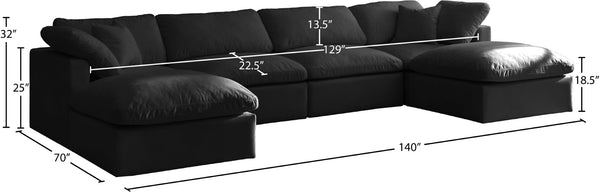 Plush Velvet / Down / Engineered Wood / Foam Contemporary Black Velvet Standard Cloud-Like Comfort Modular Sectional - 140" W x 70" D x 32" H
