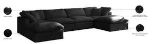 Plush Velvet / Down / Engineered Wood / Foam Contemporary Black Velvet Standard Cloud-Like Comfort Modular Sectional - 140" W x 70" D x 32" H