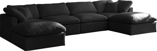 Plush Velvet / Down / Engineered Wood / Foam Contemporary Black Velvet Standard Cloud-Like Comfort Modular Sectional - 140" W x 70" D x 32" H