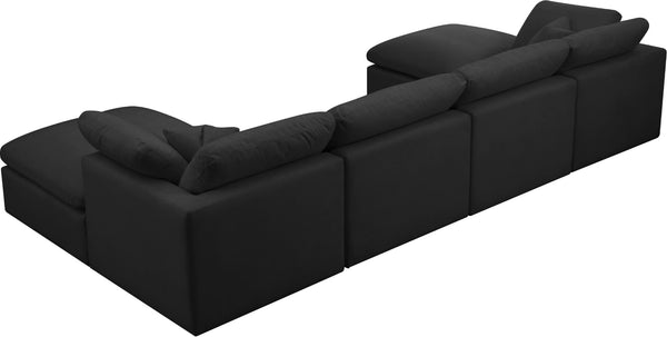 Plush Velvet / Down / Engineered Wood / Foam Contemporary Black Velvet Standard Cloud-Like Comfort Modular Sectional - 140" W x 70" D x 32" H