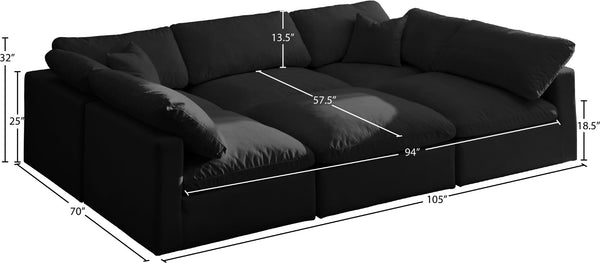 Plush Velvet / Down / Engineered Wood / Foam Contemporary Black Velvet Standard Cloud-Like Comfort Modular Sectional - 105" W x 70" D x 32" H