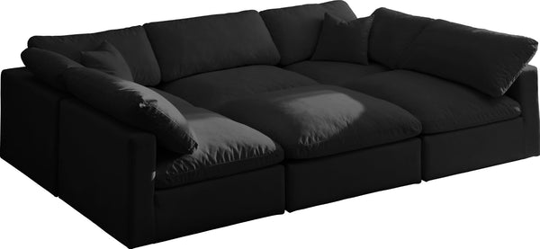 Plush Velvet / Down / Engineered Wood / Foam Contemporary Black Velvet Standard Cloud-Like Comfort Modular Sectional - 105" W x 70" D x 32" H