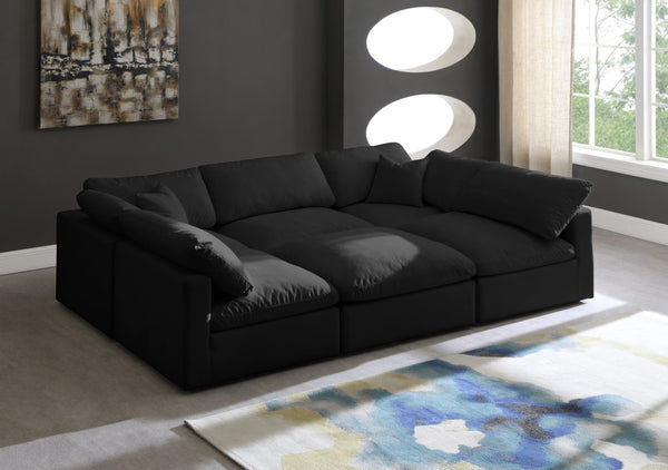 Plush Velvet / Down / Engineered Wood / Foam Contemporary Black Velvet Standard Cloud-Like Comfort Modular Sectional - 105" W x 70" D x 32" H