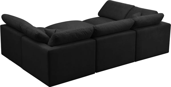 Plush Velvet / Down / Engineered Wood / Foam Contemporary Black Velvet Standard Cloud-Like Comfort Modular Sectional - 105" W x 70" D x 32" H