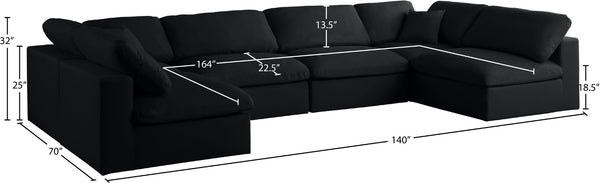 Plush Velvet / Down / Engineered Wood / Foam Contemporary Black Velvet Standard Cloud-Like Comfort Modular Sectional - 140" W x 70" D x 32" H
