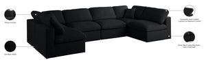 Plush Velvet / Down / Engineered Wood / Foam Contemporary Black Velvet Standard Cloud-Like Comfort Modular Sectional - 140" W x 70" D x 32" H