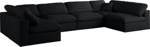 Plush Velvet / Down / Engineered Wood / Foam Contemporary Black Velvet Standard Cloud-Like Comfort Modular Sectional - 140" W x 70" D x 32" H