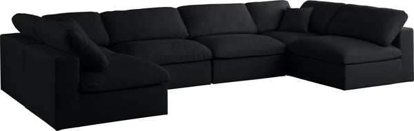 Plush Velvet / Down / Engineered Wood / Foam Contemporary Black Velvet Standard Cloud-Like Comfort Modular Sectional - 140" W x 70" D x 32" H