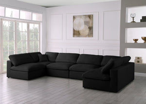 Plush Velvet / Down / Engineered Wood / Foam Contemporary Black Velvet Standard Cloud-Like Comfort Modular Sectional - 140" W x 70" D x 32" H