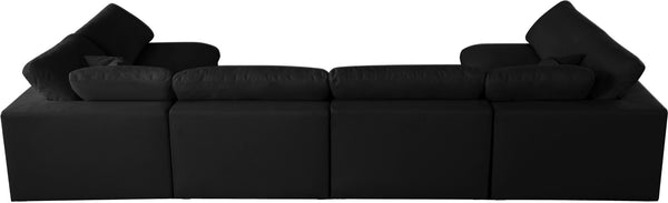 Plush Velvet / Down / Engineered Wood / Foam Contemporary Black Velvet Standard Cloud-Like Comfort Modular Sectional - 140" W x 70" D x 32" H