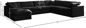 Plush Velvet / Down / Engineered Wood / Foam Contemporary Black Velvet Standard Cloud-Like Comfort Modular Sectional - 140" W x 105" D x 32" H
