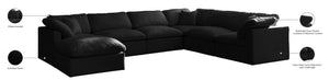 Plush Velvet / Down / Engineered Wood / Foam Contemporary Black Velvet Standard Cloud-Like Comfort Modular Sectional - 140" W x 105" D x 32" H