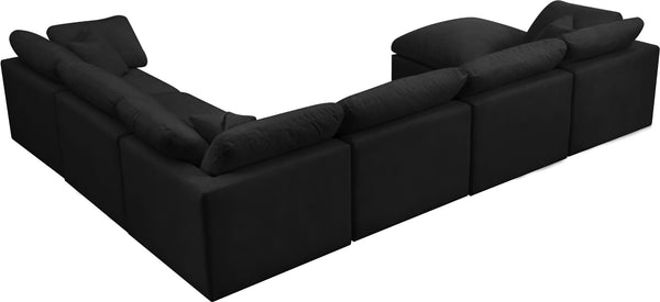 Plush Velvet / Down / Engineered Wood / Foam Contemporary Black Velvet Standard Cloud-Like Comfort Modular Sectional - 140" W x 105" D x 32" H