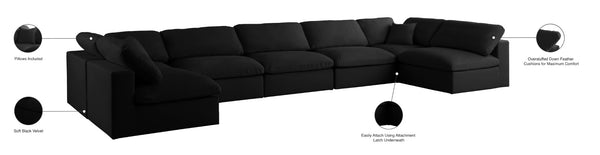 Plush Velvet / Down / Engineered Wood / Foam Contemporary Black Velvet Standard Cloud-Like Comfort Modular Sectional - 175" W x 70" D x 32" H