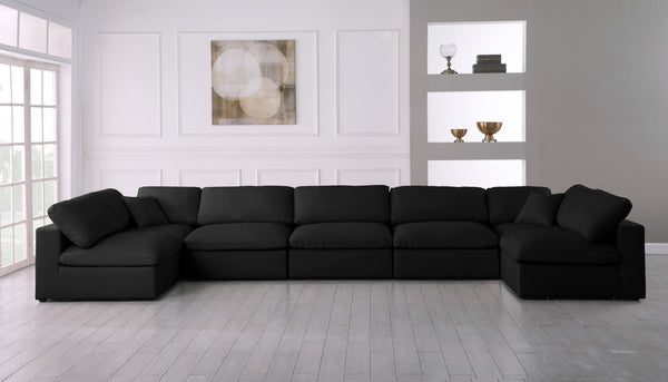 Plush Velvet / Down / Engineered Wood / Foam Contemporary Black Velvet Standard Cloud-Like Comfort Modular Sectional - 175" W x 70" D x 32" H