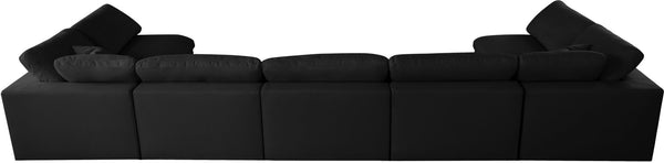 Plush Velvet / Down / Engineered Wood / Foam Contemporary Black Velvet Standard Cloud-Like Comfort Modular Sectional - 175" W x 70" D x 32" H