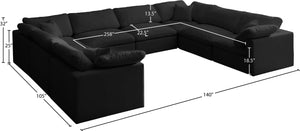 Plush Velvet / Down / Engineered Wood / Foam Contemporary Black Velvet Standard Cloud-Like Comfort Modular Sectional - 140" W x 105" D x 32" H