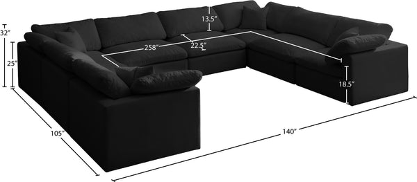 Plush Velvet / Down / Engineered Wood / Foam Contemporary Black Velvet Standard Cloud-Like Comfort Modular Sectional - 140" W x 105" D x 32" H