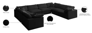 Plush Velvet / Down / Engineered Wood / Foam Contemporary Black Velvet Standard Cloud-Like Comfort Modular Sectional - 140" W x 105" D x 32" H