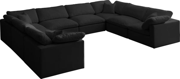 Plush Velvet / Down / Engineered Wood / Foam Contemporary Black Velvet Standard Cloud-Like Comfort Modular Sectional - 140" W x 105" D x 32" H