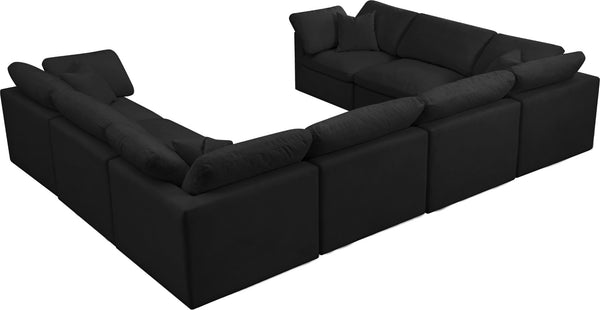 Plush Velvet / Down / Engineered Wood / Foam Contemporary Black Velvet Standard Cloud-Like Comfort Modular Sectional - 140" W x 105" D x 32" H