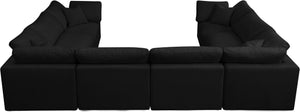 Plush Velvet / Down / Engineered Wood / Foam Contemporary Black Velvet Standard Cloud-Like Comfort Modular Sectional - 140" W x 105" D x 32" H